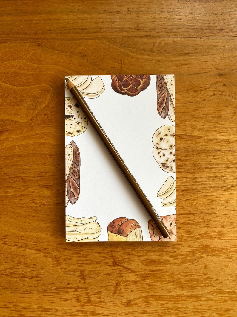 Repeat Pattern Note Pad Bread Notepad | Watercolor Baking Notepad | Farmers Market Pad | to Do ...