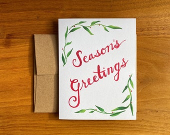 Seasons Greetings Winter Holiday Card | Non Denominational Winter Holiday Cards | Seasons Greetings Christmas Cards