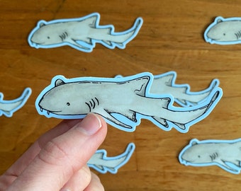 Nurse Shark Sticker | 3.25" x 1.25" | Shark Sticker | Watercolor Marine Life Sticker | Shark Water Bottle Sticker | Cute Waterproof Stickers