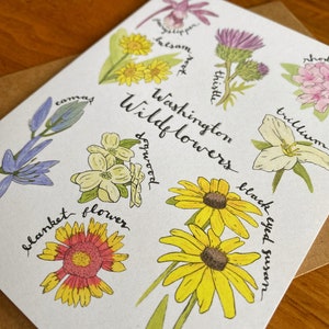 Washington Wildflower Plant Card Floral Washington Greeting Card Botanical Art Nature Cards 2024 Card Everyday Greeting Cards image 2