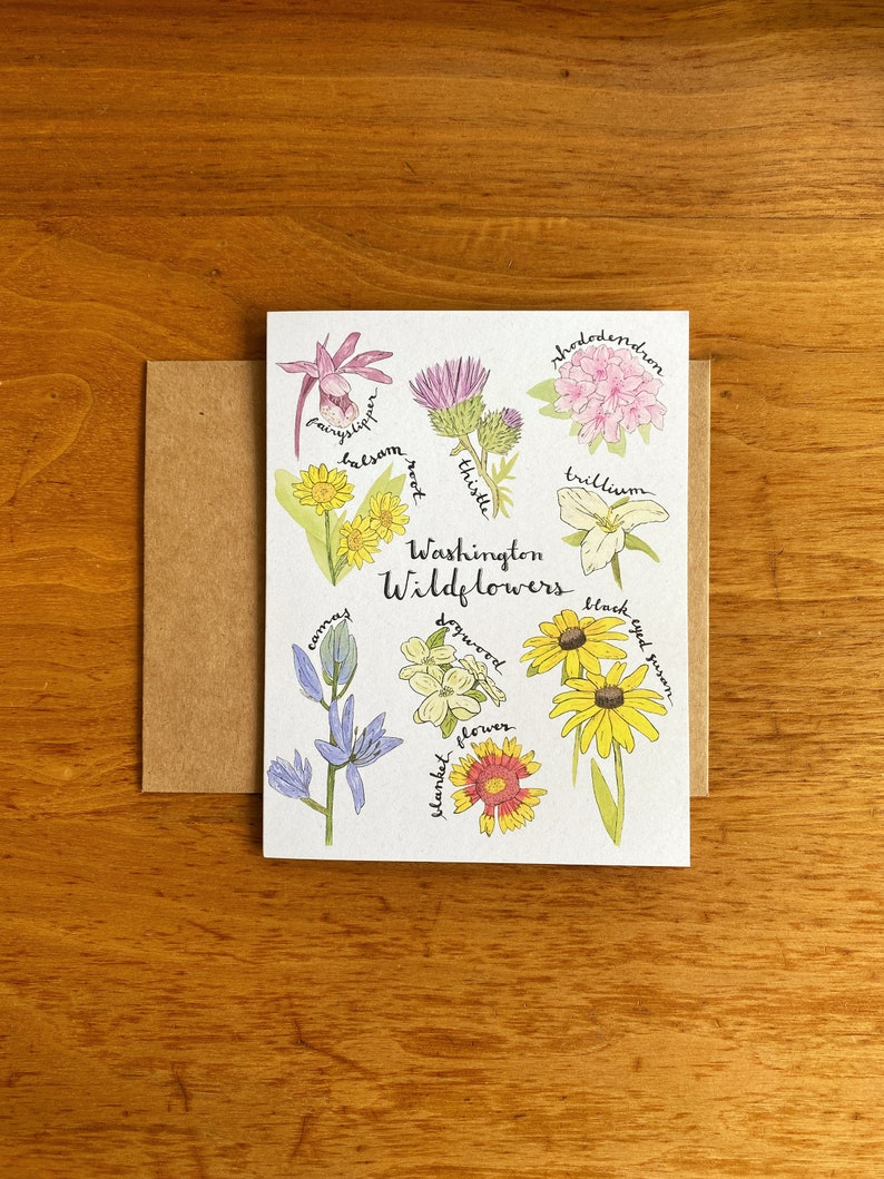 Washington Wildflower Plant Card Floral Washington Greeting Card Botanical Art Nature Cards 2024 Card Everyday Greeting Cards image 3