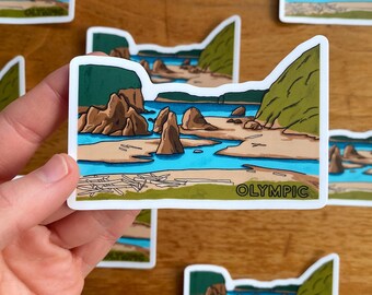 Olympic National Park Sticker | 3.5” x 2.5” | Washington Sticker | National Park Sticker | Coastal Art Sticker | Laptop Stickers