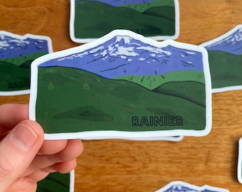 Mount Rainier National Park Sticker | 3.75” x 2.5” | Washington Sticker | National Park Sticker | Mountain Art Sticker | Laptop Stickers