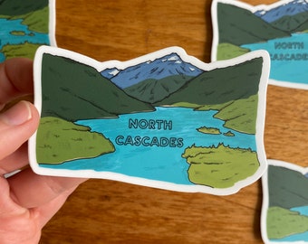North Cascades National Park Sticker | 3.5” x 2.25” | Washington Sticker | National Park Sticker | Diablo Lake Art Sticker | Laptop Stickers