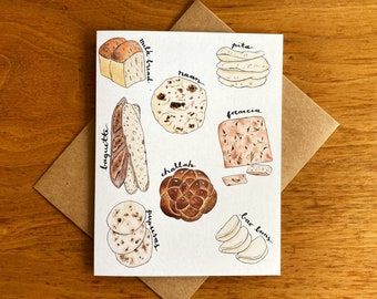 Bread Greeting Card | Baked Goods Cards | Foodie Cards | Baking Greeting Cards | Cute Bread Cards | Bakery Greeting Card