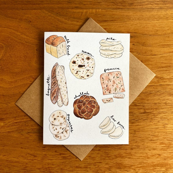 Bread Greeting Card | Baked Goods Cards | Foodie Cards | Baking Greeting Cards | Cute Bread Cards | Bakery Greeting Card