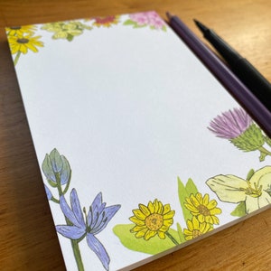Wildflower Notepad Illustrated Floral Notepad Farmer's Market Pad To Do List Pad Flower Market Notepad Blank Notepad image 3