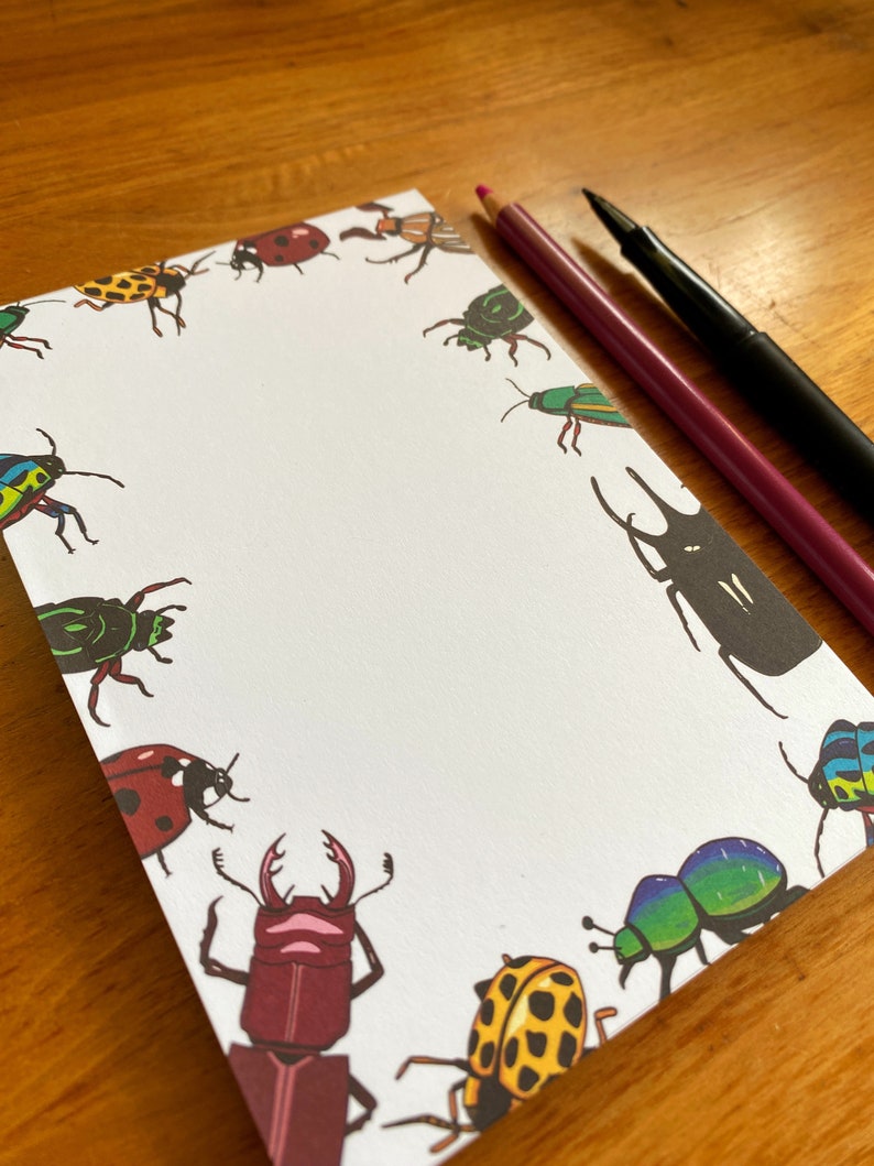 Beetle Notepad Illustrated Bug Notepad Farmer's Market Pads To Do List Pads Beetle Market Notepads Blank Notepads Bug Stationery image 3