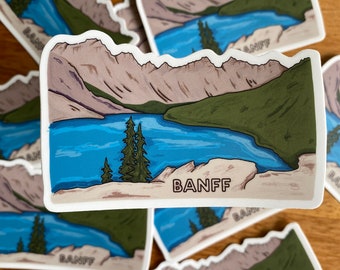 Banff National Park Sticker | 3.5” x 2.25” | Alberta Art Sticker | CA National Park Sticker | Mountain Water Bottle Sticker | Laptop Sticker