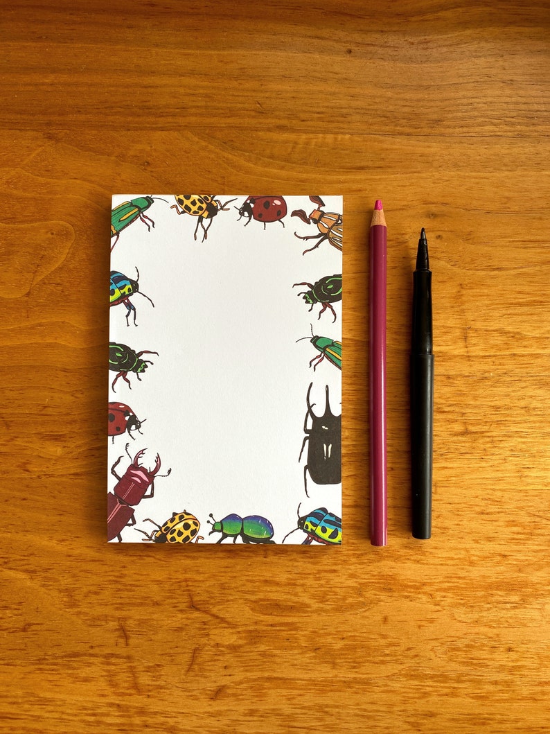 Beetle Notepad Illustrated Bug Notepad Farmer's Market Pads To Do List Pads Beetle Market Notepads Blank Notepads Bug Stationery image 4