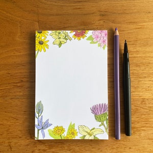 Wildflower Notepad Illustrated Floral Notepad Farmer's Market Pad To Do List Pad Flower Market Notepad Blank Notepad image 2