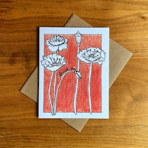 Floral Thank You Cards | Poppy Greeting Cards | Botanical Thank You Cards | Nature Thank You Cards | 2025 Card | Floral Poppy Thank You Card