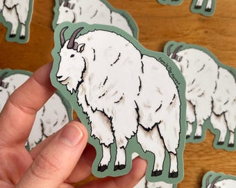 Mountain Goat Sticker | 3.25" x 2.75" | Backcountry Hiking Art | Mountain Goat Stickers | Water Bottle Sticker | Goat Laptop Stickers
