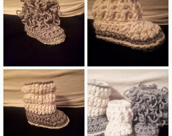 Crochet Baby Bootie Pattern.Three ways, Three sizes.