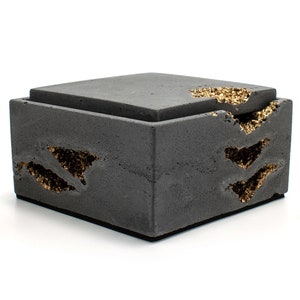 Square Custom Concrete Box with Gold Erossions image 2