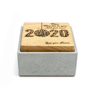 Custom Concrete Gift Box Engraved Lid | Minimalistic Small Decorative Personalised Beton Storage Present