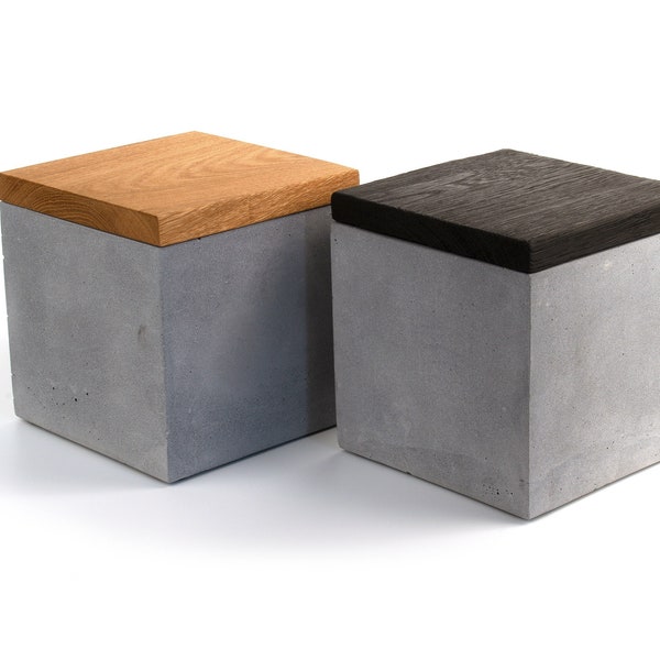 Cremation  Urn| Custom Engraved Concrete Urn | Cube Box | Personalised  Lid