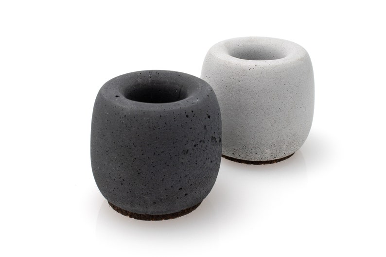 Round Concrete Toothbrush Stand Black White Grey Beton Bestseller Family Set Gift for Couple image 2