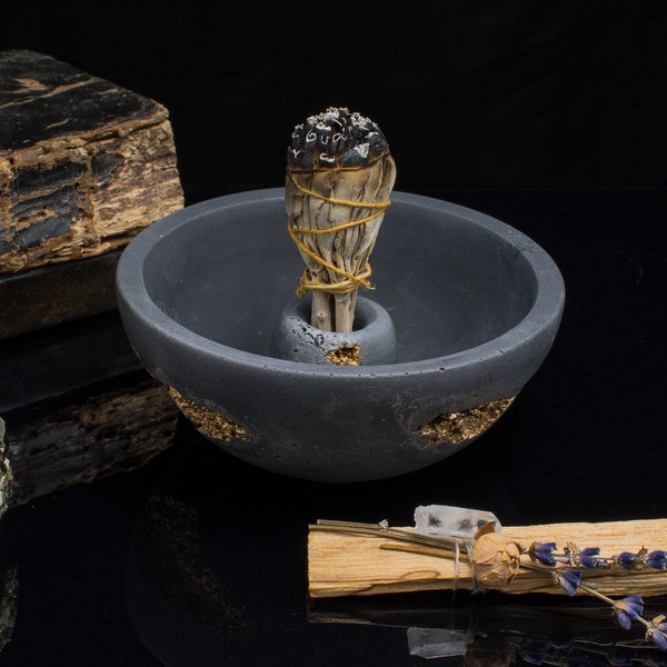 Concrete smudge burning bowl | Beton Sage stick burner | Cement Incence dish | Palo Santo holder