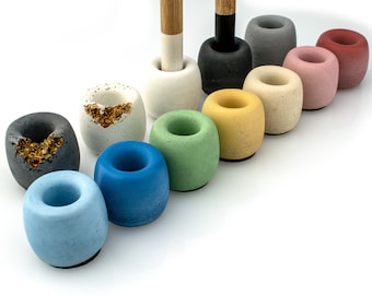 Colorful Concrete Toothbrush Holder: Modern Makeup Brush Stand