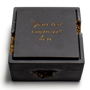 Square Custom Concrete Box with Gold Erossions Gold Engraving