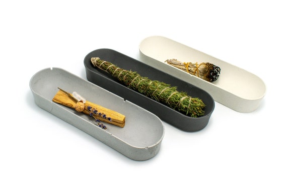 Concrete Smudge Holder | Beton Palo Santo Burner | Crystal Holder | Engraved Custom Tray