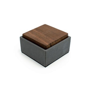 Black Custom Concrete Box Personalised Reclaimed Teak Lid Custom Engraving Beton Urn Jewelry storage image 2