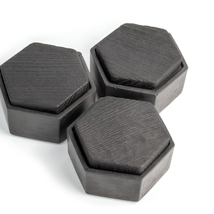 Zeshoekige betonnen doos | Gepersonaliseerde eikenhouten deksel | Aangepaste gravure | HEX-urn | Sieradenopslag