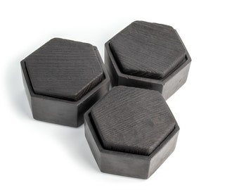 Hexagon Concrete Box | Personalised Oak Lid | Custom Engraving  | HEX Urn  | Jewelry storage