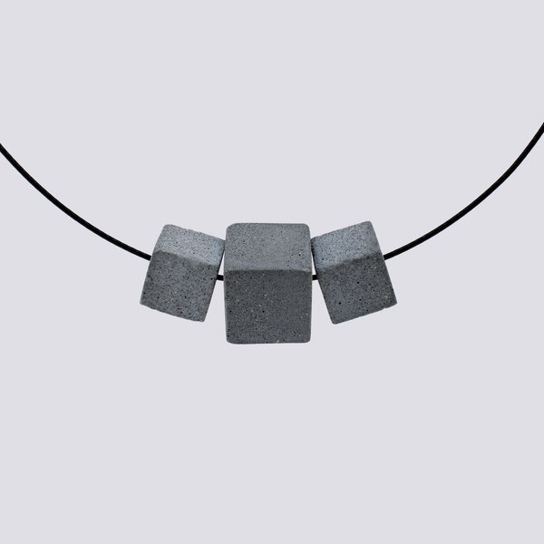 Geometric concrete cube necklace | Minimalist jewelry