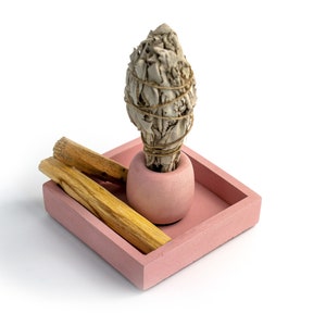 Concrete Palo Santo Stand | White Sage Smudge Stick Holder | Ritual Gift Set