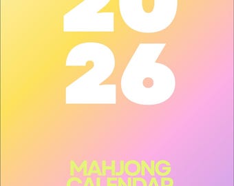 Kalendarz Mahjong na 2026 rok na 12 miesięcy – natychmiastowe pobranie cyfrowe
