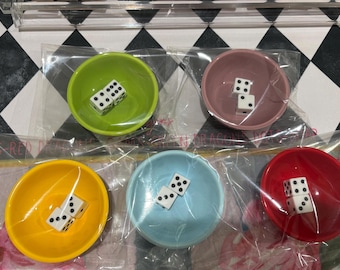 Mahjong Dice Dish in Color of Choice with Set of Dice