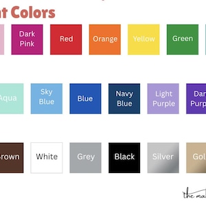 Op de afbeelding: Een kleurenkaart met de titel "Font Colors" met een verscheidenheid aan kleurstalen. De stalen omvatten lichtroze, donkerroze, rood, oranje, geel, groen, teal, aqua, hemelsblauw, blauw, marineblauw, lichtpaars, donkerpaars, bruin, wit, grijs, zwart, zilver en goud.