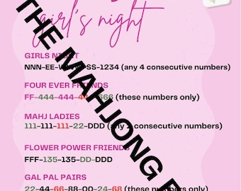 Girls Night Mahjong do druku – natychmiastowe pobranie cyfrowe