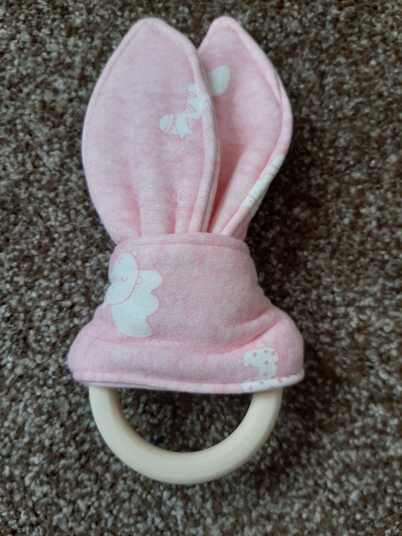 Bunny Ear Wooden Teething Ring Wooden Teething Ring Bunny Etsy