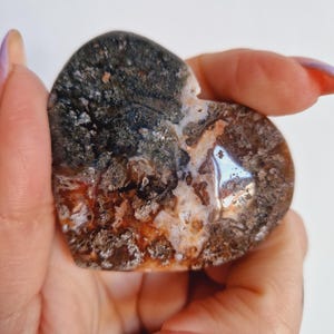 Red Moss agate heart- 50mm carving crystal - beautiful healing crystal - new beginnings