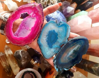 Large agate slice - agate coasters - agate crystal charging plate - 8-10cm