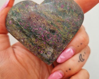 Ruby in fuchsite - heart crystal carving 50mm - crystal for healing