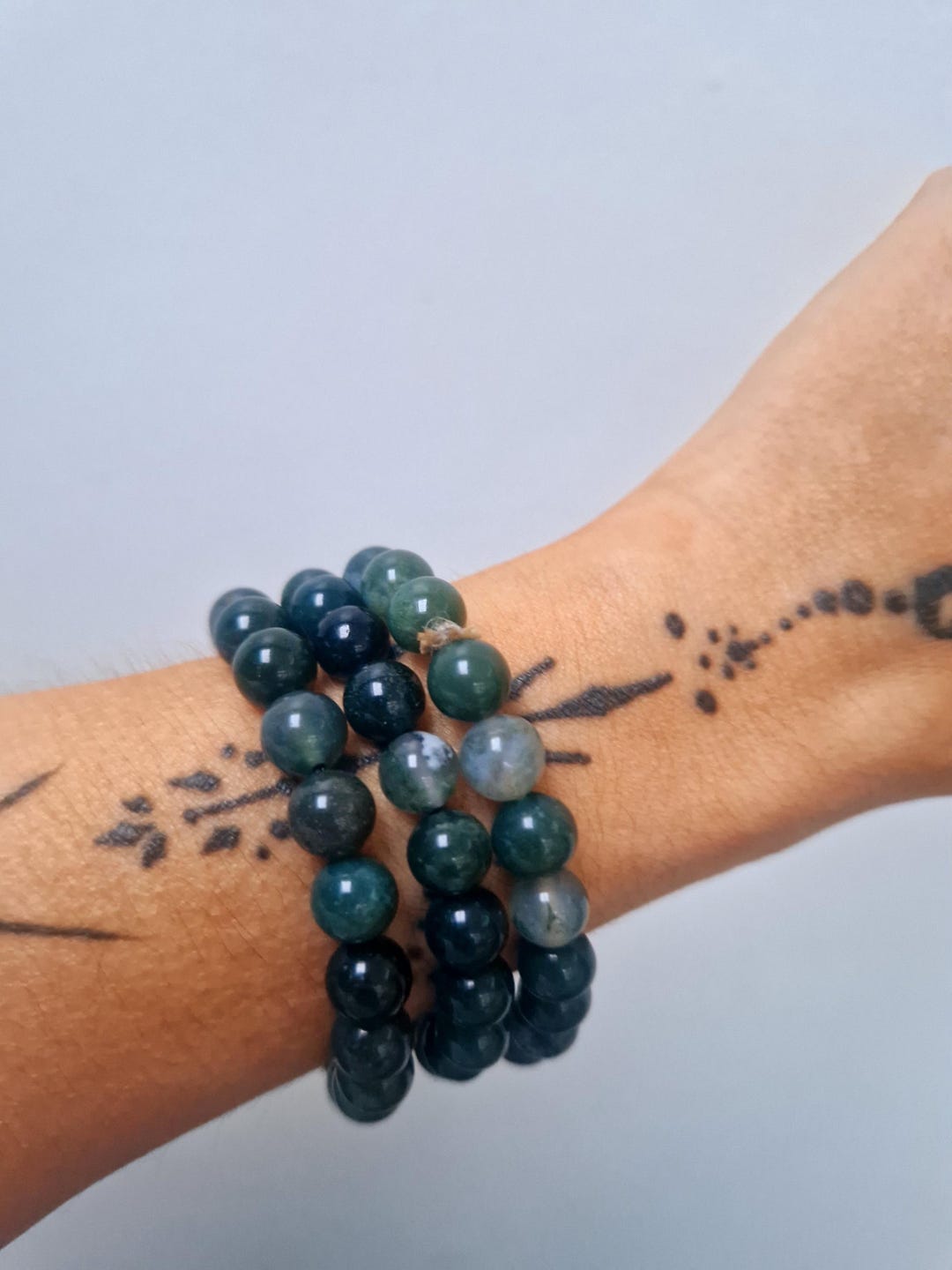 モスアゲートクリスタルブレスレット：癒し、豊かさ、繁栄 - Etsy 日本