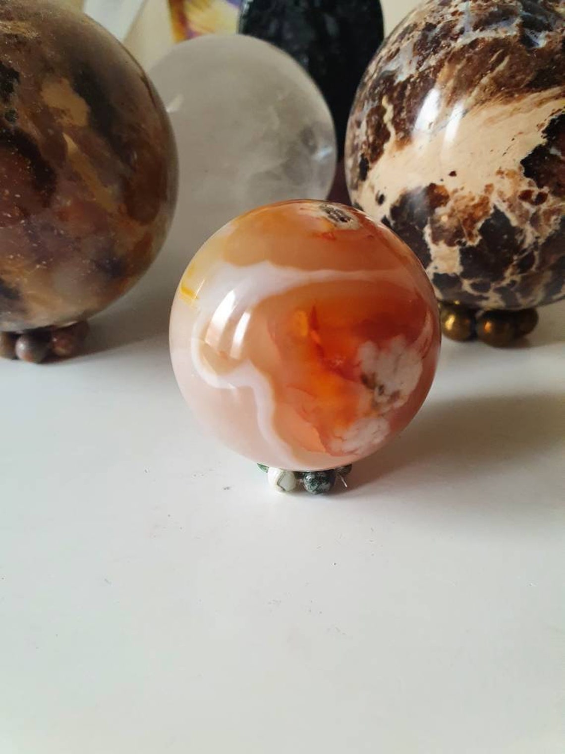 Flower Agate Blossom Agate Cherry Agate Crystal Sphere Etsy