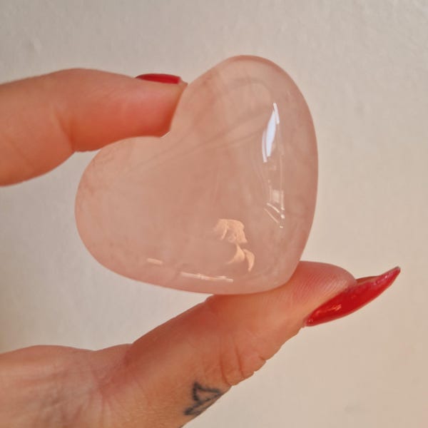 Corazón de cuarzo rosa de 40 mm, cristal curativo para el amor y las relaciones, color rosa
