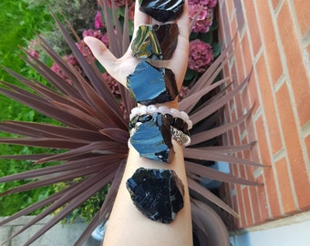 One piece of raw obsidian highly protective grounding crystal wards off negative energy