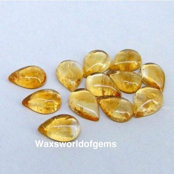 10 pieces yellow citrine square cabochon loose gemstone calibrated size