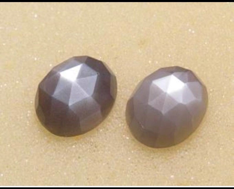 10 pieces natural gray moonstone rose cut oval shape genstone