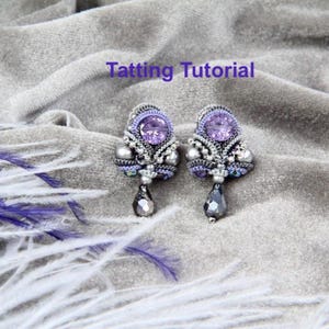 Earrings Tatting Pattern, Tatting Lace Earrings Tutorial, English PDF Instructions, Shuttle Tatting Pattern step by step, Frivolite scheme