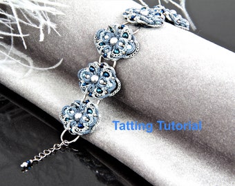Tatting Tutorial for Beaded Lace Bracelet Shuttle Tatting Pattern DIY Lace Jewelry PDF Tutorial Intermediate Tatting Instant Download