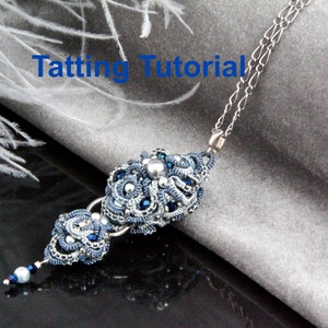 Pendant Tatting Pattern, Tatting Lace Pendant Tutorial, English PDF Instructions, Shuttle Tatting Pattern step by step, Frivolite scheme
