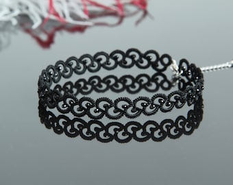 Tatting black choker necklace, Goth choker, Tatted lace choker, Black lace choker, Black collar, Tatting necklace, Tatting lace necklace,