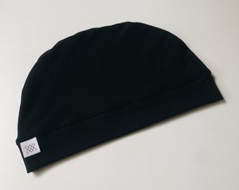 Black - Cozy Soft Cap for Women, Chemo Patient, Sleep Cap, Alopecia Hair Loss, Headwear